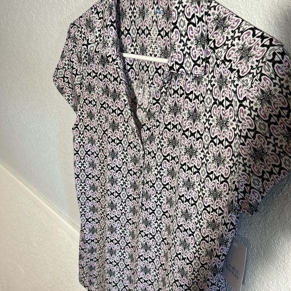 Croft & Barrow geometric print blouse - Picture 3 of 6